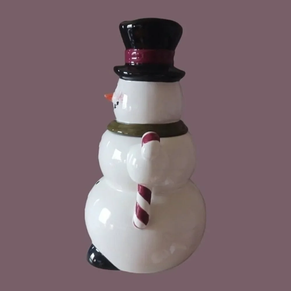 Tabletop unlimited snowman cookie jar white black color 14.5tall×8W